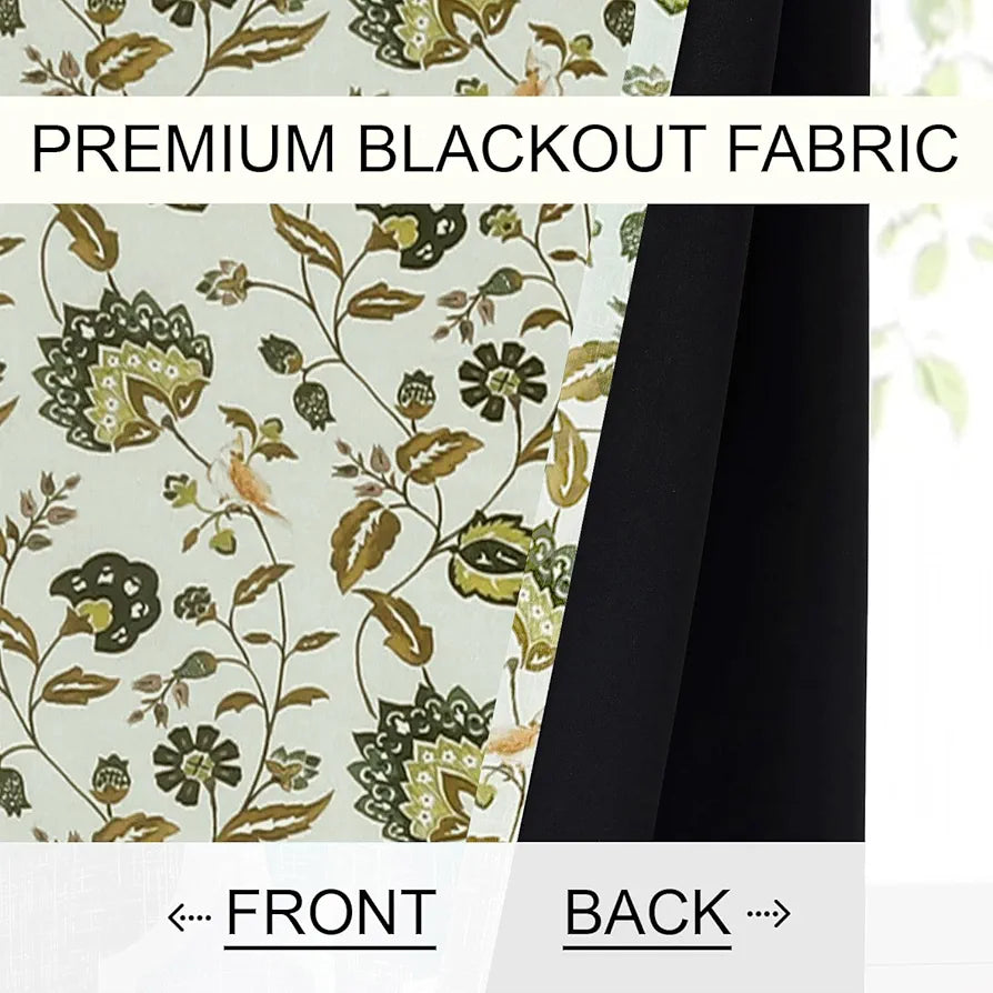 Cloth Fusion 100% Blackout Printed Premium Door Curtains 7 Feet Long Set of 2, Noise Reducing Blackout Parda 7 Feet with Grommet for Home Decor 