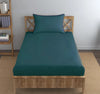 Trance Home Linen Premium 300 Tc Pure 100% Cotton Solid Single Size Fitted Bedsheet with 1 Pillow Cover Colour Teal