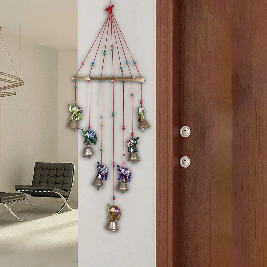Heart Home Handcrafted Rajasthani Traditional Windchimes|Wooden Wall Hanging Toran,Latkan for Home D�cor 