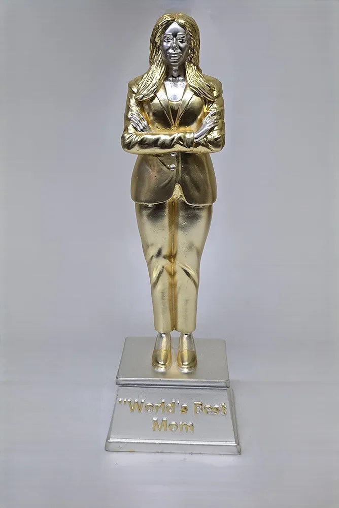 Gold Art India Best Mother Trophy Figurine Gold & Silver Plated Matte Finish | Women's Day Gift for Mother | Mothers Birthday Gift | Study Table | Office Desk 9'' Inch