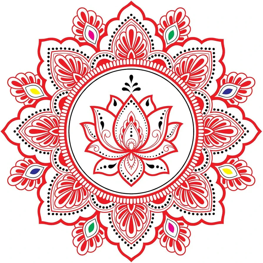 Rangoli White Glossy Vinyl Wall Sticker Premium Self-Adhesive Waterproof Decorative Wall Decal for Bedroom, Living Room, Office & Home Decoration Easy to Apply. Parent-4, Design-5