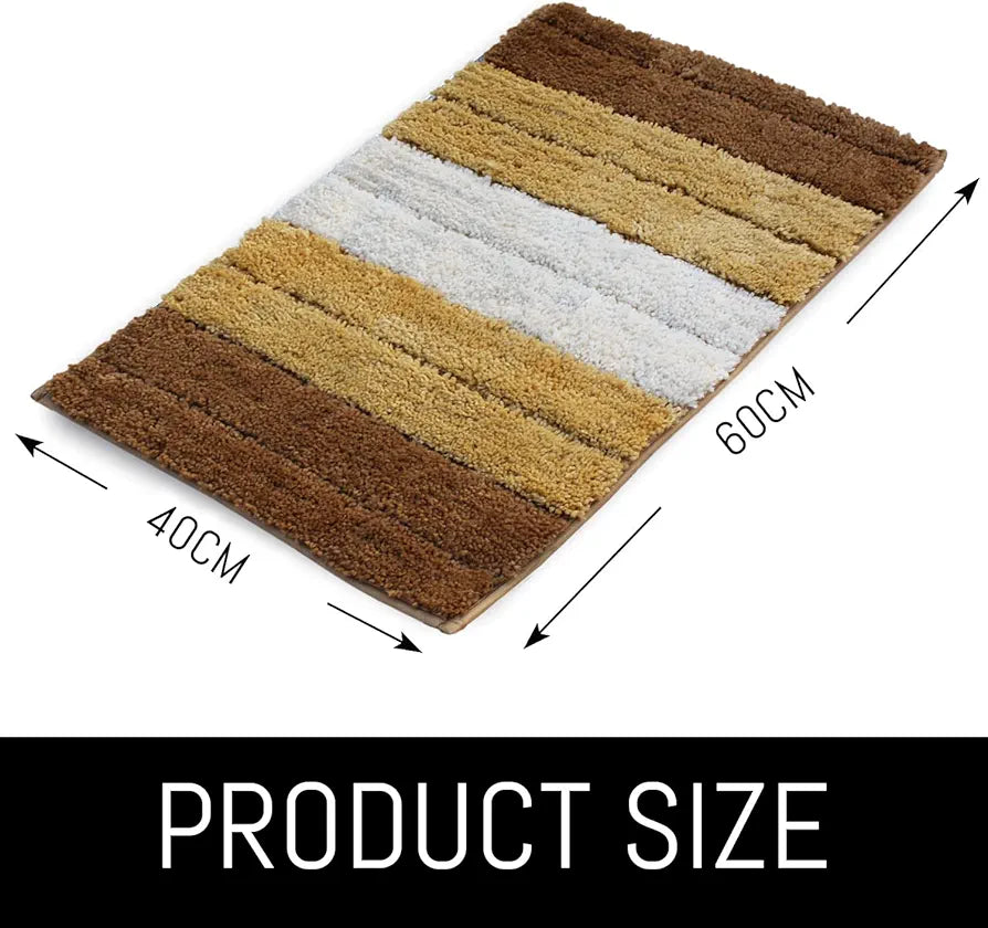 LUXE HOME INTERNATIONAL Microfiber Rectangular Bath mat Soft Anti Slip Skid Luxury Mats for Bathroom Door 40X60 Cm  Pack of 2,Tobacco