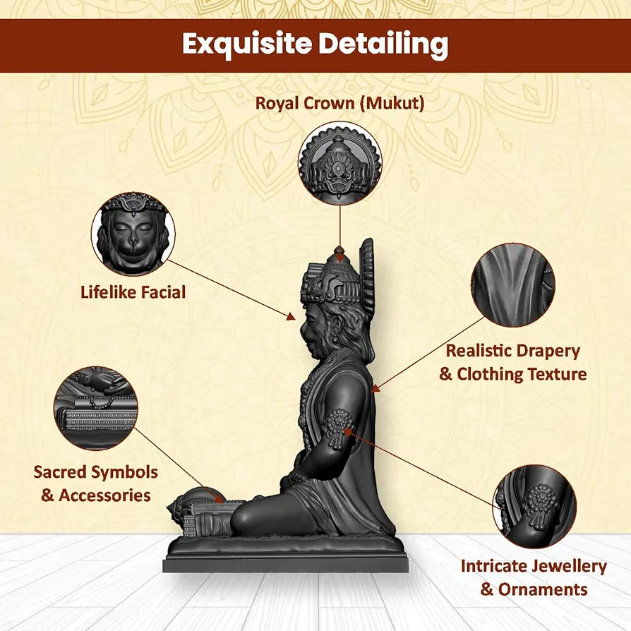 JD FRESH 4.5 Inch Bajrangbali Statue with Gada/Hanuman Ji/Sankat Mochan/God Idols for Home/Car Dashboard/Office Desk/Murti for Home Decor/Spiritual/Decorative Items/Gifts 