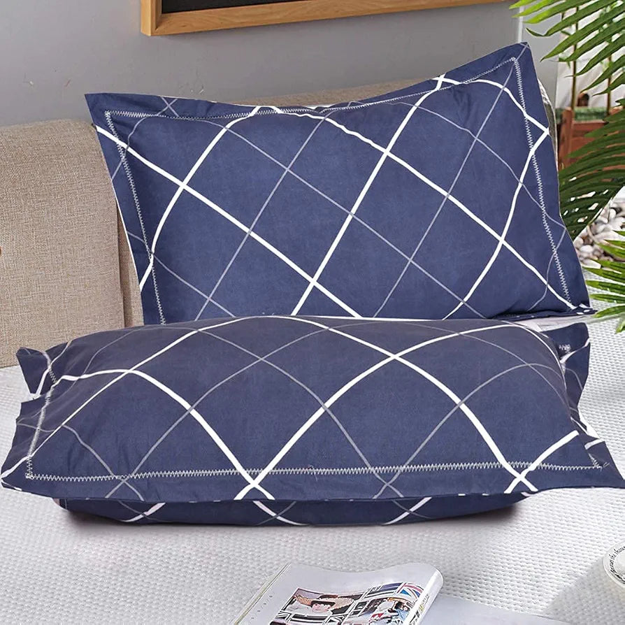 THE HOME STYLE Cotton Feel Glace Cotton Printed Double Bed Bedsheet With 2 Pillow Cover 300 TC_90X100 Inches 