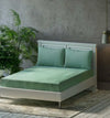 Trance Home Linen Premium 300 TC Pure 100% Cotton King Fitted Bedsheet with 2 Pillow Covers Colour Aqua Green