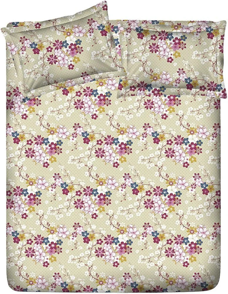 Layers Marigold 100% Cotton Bedsheet Set for All Seasons - Lightweight, Moisture Absorbent, Machine Washable & Easy to Care - Gift for Housewarming & More - 144 TC - King Size 