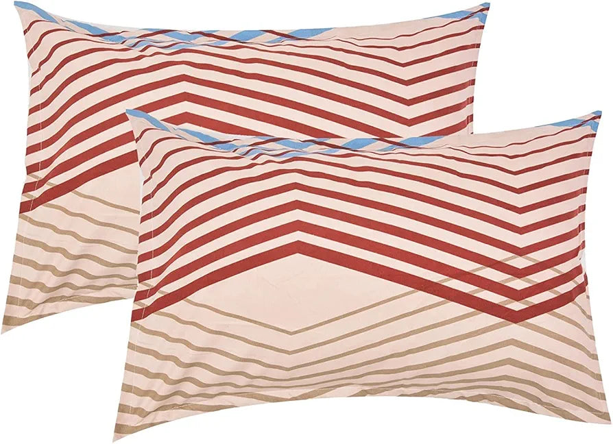 THE HOME STYLE Cotton Elastic Fitted All Around Printed King Size Double Bed Bedsheet Wih 2 Pillow Cover , 400 TC