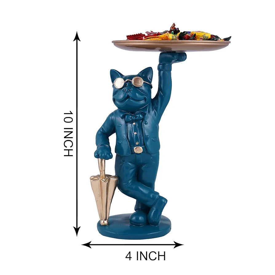 ZART Cool Dog Showpiece with Plate Home Decor Showpiece, Living Room Decor Showpiece 