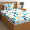 Dreamscape Cotton Single Bedsheet with 1 Pillow Cover Floral Teal Blue