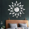 Bikri Kendra Acrylic Wall Mount Sun 3D Decorative Mirror Wall Stickers Silver