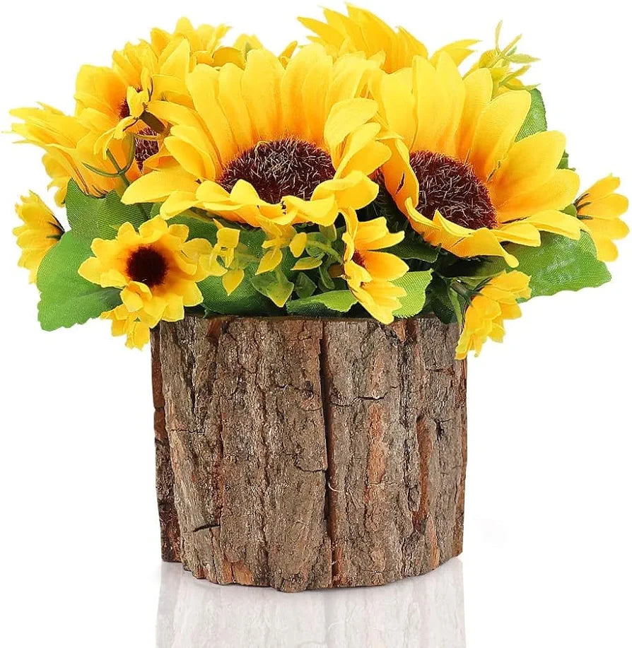 Dekorly Artificial Sunflowers, Fake Flowers/Fake Potted Plants Artificial Plants Indoors in Pots Yellow Decorative Artificial Flowers Indoors for Home Office 