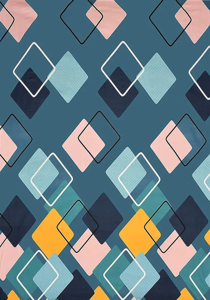 THE HOME STYLE Super Soft Microfiber 6D Flat Geometric King Size Double Bed BedsheetWith 2 Pillow Cover,300 TC