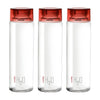 Cello H2O Glass Fridge Water Bottle with Plastic Cap | 920 ml | Set of 3 | Red