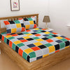 Homefab India 144 TC Microfiber Double Bedsheet with 2 Pillow Covers Grey Checks