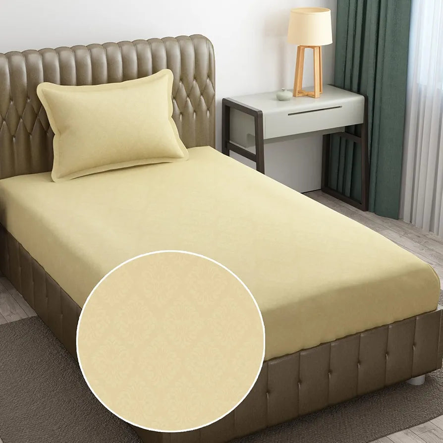 FRESH FROM LOOM Single Bed Bedsheet - Hypoallergenic, Wrinkle Free Microfiber Solid Bed Sheets With 1 Pillow Covers , 144 TC