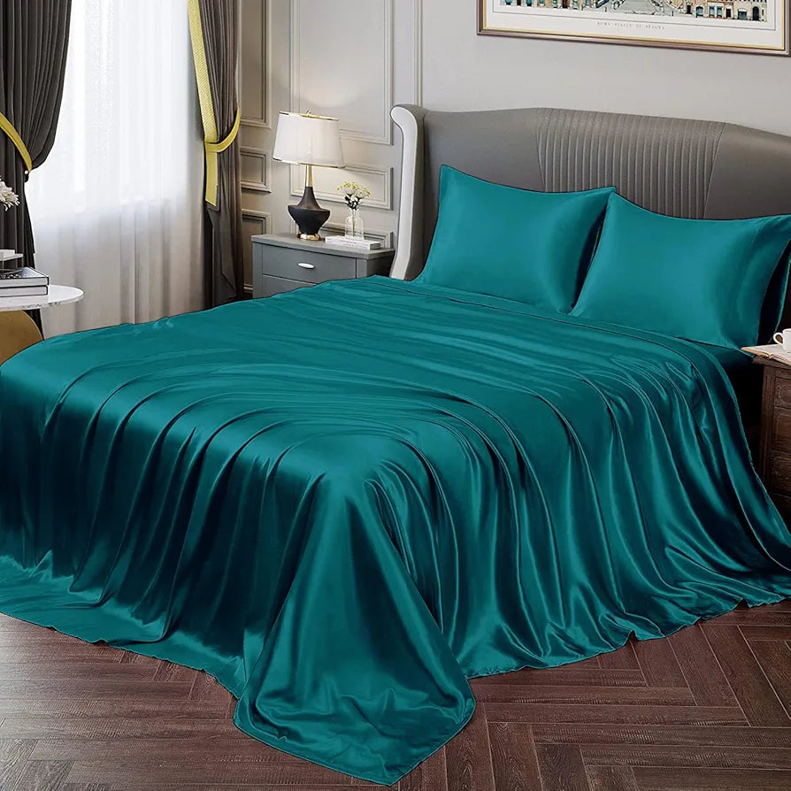 Cloth Fusion Satin Bedsheet for King Size Bed, Perfect for Romantic Night, Excellent Gift for All Celebrations, Set of 1 Satin Sheet 108