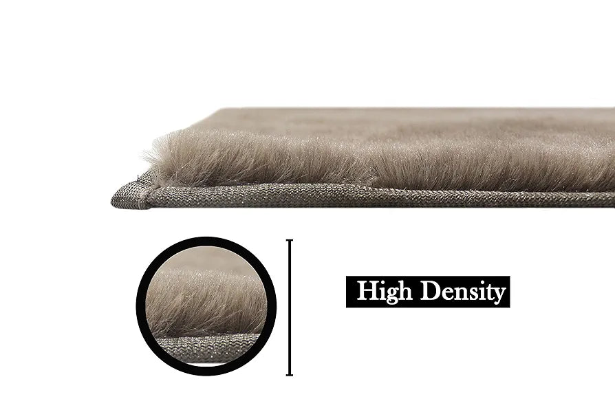 LUXE HOME INTERNATIONAL Rebbit Fur 40X60 Cm Rectangular Bathroom Mat-Taupe Soft,Anti-Skid,Washable Kitchen Mat for Floor Or Door Mat for Home