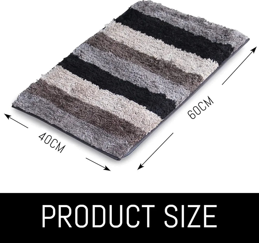 Luxe Home Jericho Doormat 2500 GSM Super Soft Microfiber, Anti-Skid Bathroom Mat & Kitchen Mats for Floor, Water-Absorbent, Quick Dry, Washable Door Mats for Home - Shadow, 40x60 cm, Pack of 2