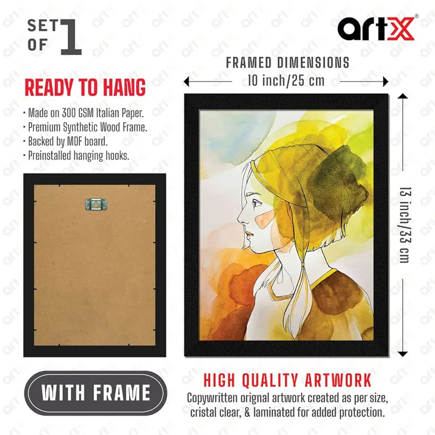 ArtX Paper Women Abstract Frame Wall Art Painting, Multicolor, Abstract, 10X13 inches, Set of 1