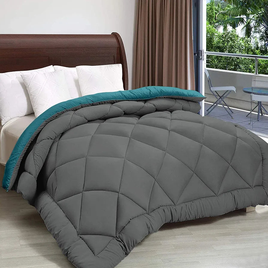 Cloth Fusion Reversible AC Comforter Single Bed 220 GSM,Soft Microfibre Quilt Blanket for Winter