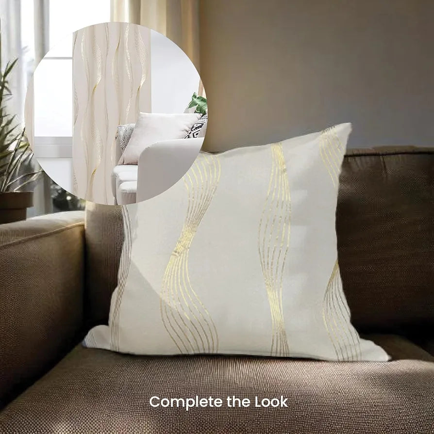 Urban Space Decorative Gold Foil Cushion Cover Set of 2, 18 inch x 18 inch Cushion Covers for Sofa, Bedroom, Living Room 