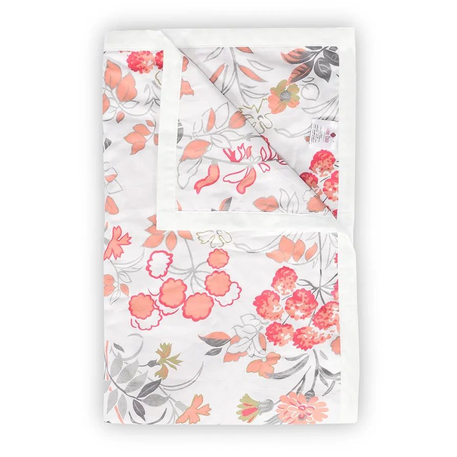 Divine Casa Floret 100% Cotton Single Dohar | 120 GSM | Soft & Lightweight Throw Blanket | Cozy & Breathable Bedding | All-Season Comfort | 210 x 140 CM, Floral Blush