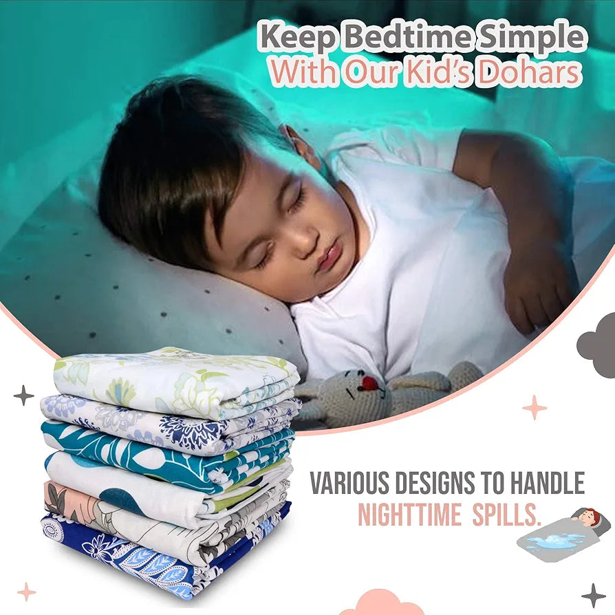 Divine Casa Floret 100% Cotton Single Kids Dohar | 120 GSM | Soft & Lightweight Throw Blanket | Cozy & Breathable Bedding | All-Season Comfort | 140 x 100 CM, Griffin