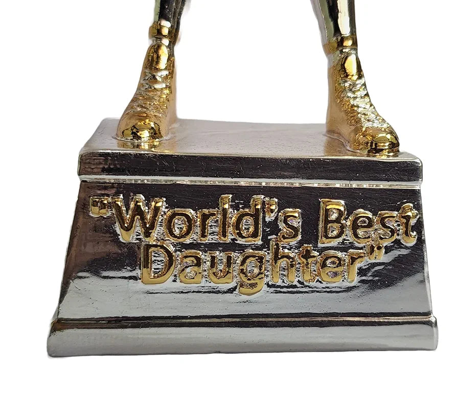 Gold Art India World's Best Daughter Figurine Silver & Gold Plated | Girls Gifting for Birthday | Gift for Young Girl | Women's Day Gift | Study Table | Office Desk 