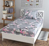 Homefab India 144 TC Microfiber Single BedSheet with 1 Pillow Cover Floral Grey