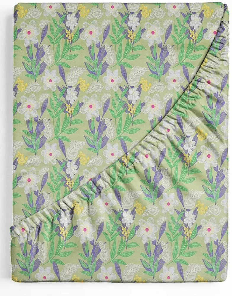 HOMEKART Premium Microfiber Elastic Fitted Bedsheets with 2 King Size Pillow Covers | Double Bed with All Around Elastic 180 TC Supersoft 