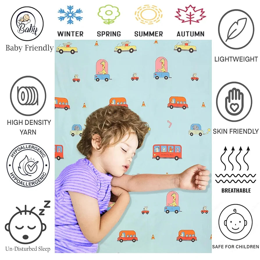 FRESH FROM LOOM Glace Cotton Wrinkle Free Soft Hypoallergenic Bed Sheet | Cartoon Printed | Single Bedsheet Kids Bedsheet For Boys & Girls Room With 1 Pillow Cover , 144 tc
