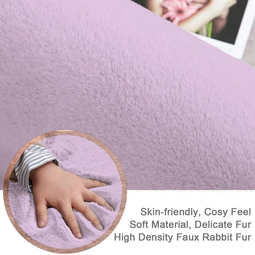 LUXE HOME INTERNATIONAL Rectangular Bath Mat Super Soft Anti Skid Rabbit Fur  Bathroom Mats for Bedroom, Door, Kitchen Floor  Pack of 1
