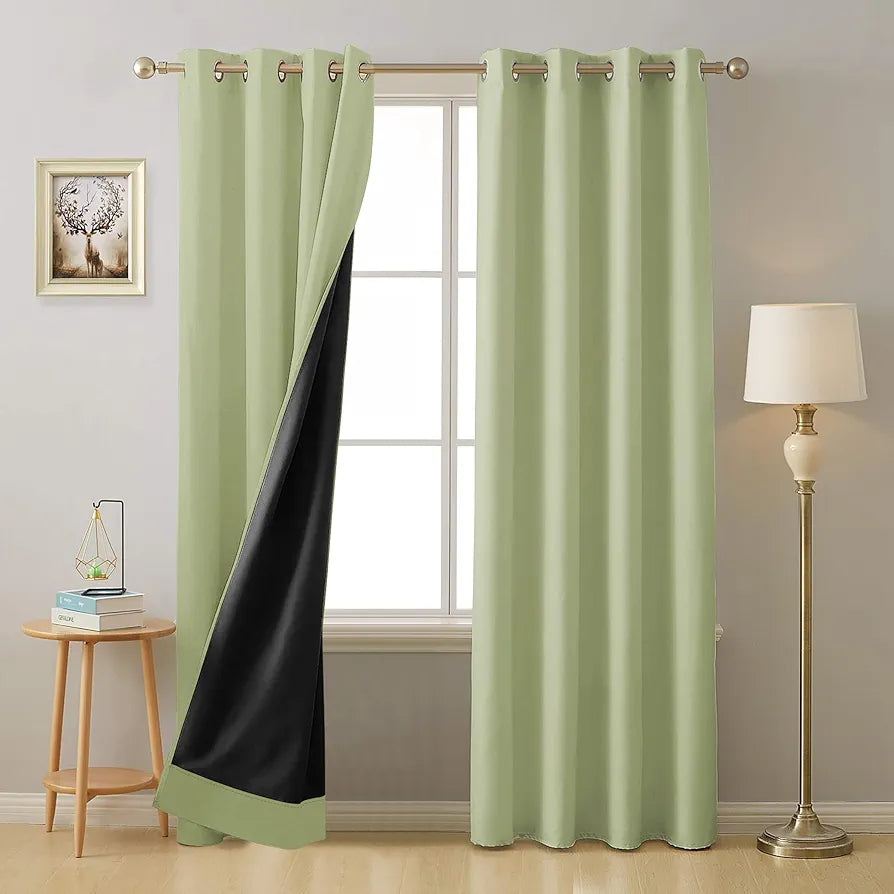 Cloth Fusion 100% Solid Blackout Door Curtains 7 Feet Long Set of 2, Room Darkening Blackout Parda 7 Feet with Grommet Design for Home Decor 