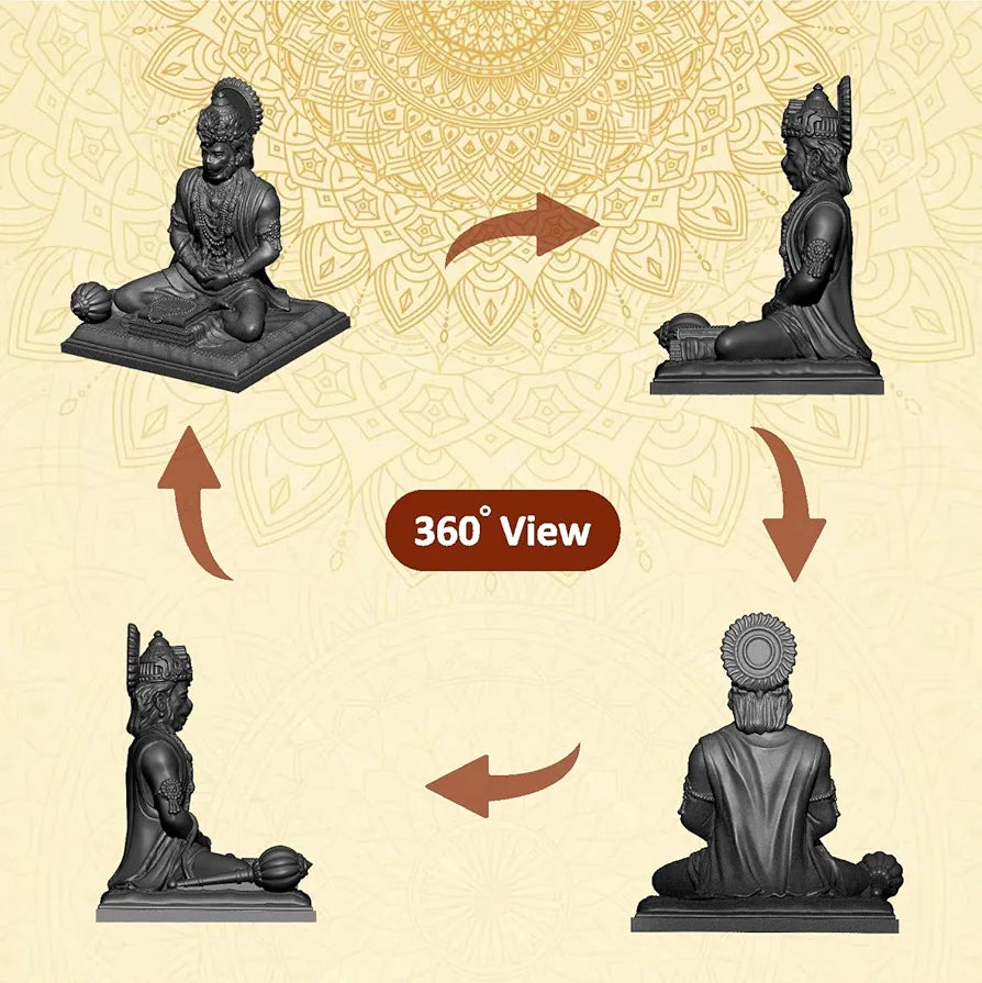 JD FRESH 4.5 Inch Bajrangbali Statue with Gada/Hanuman Ji/Sankat Mochan/God Idols for Home/Car Dashboard/Office Desk/Murti for Home Decor/Spiritual/Decorative Items/Gifts 