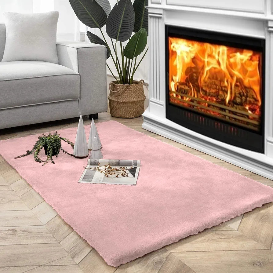 LUXE HOME INTERNATIONAL Rectangular Carpet Super Soft Anti Skid Rabbit Fur  Bathroom Mats for Bedroom, Door, Kitchen Floor  Pack of 1