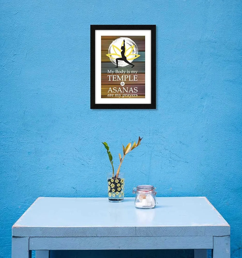 ArtX Paper Yoga Asanas Health Quote Wall Frame Art Painting, Multicolor, Motivational, 10 X 13 Inches, Set of 1