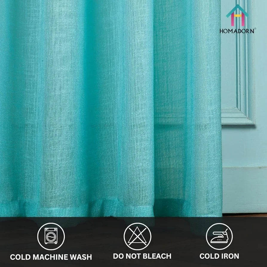 HOMADORN Ombre Printed Linen Textured Sheer Curtains for Living Room, Bedroom, Dining Room, Kitchen, Bathroom 