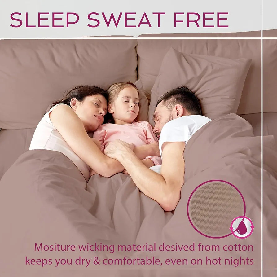 Trance Home Linen Premium 300 TC Pure 100% Cotton King Fitted Bedsheet with 2 Pillow Printed Covers 