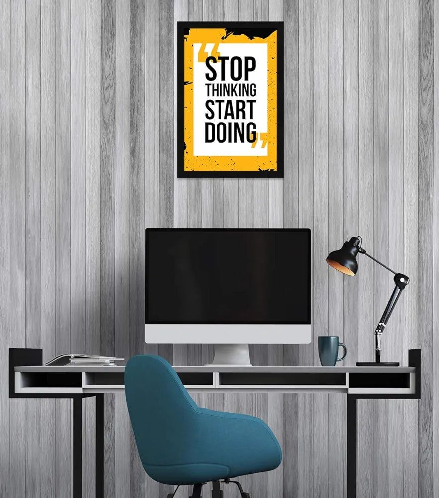 ArtX Paper Motivational Quote Stop Thinking Start Doing Wall Frame Art Painting, Multicolor, Motivational, 12.5 X 18.5 Inch, Set of 1
