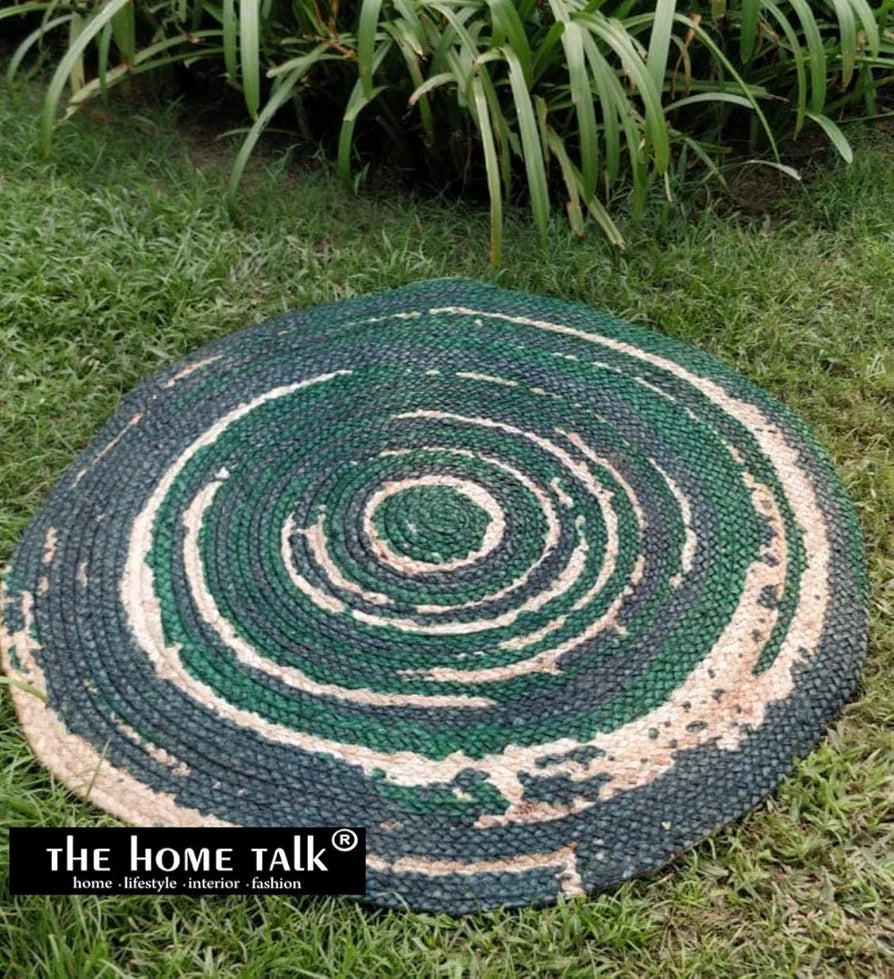 THE HOME TALK Natural Handcrafted Braided Round Jute Rug - 80CM|Traditional Carpet For Living Room,Kitchen,Entryway,Bedroom,Dining Room|Rustic Bohemian Decor|Durable,Anti-Skid Carpets for Centre Table