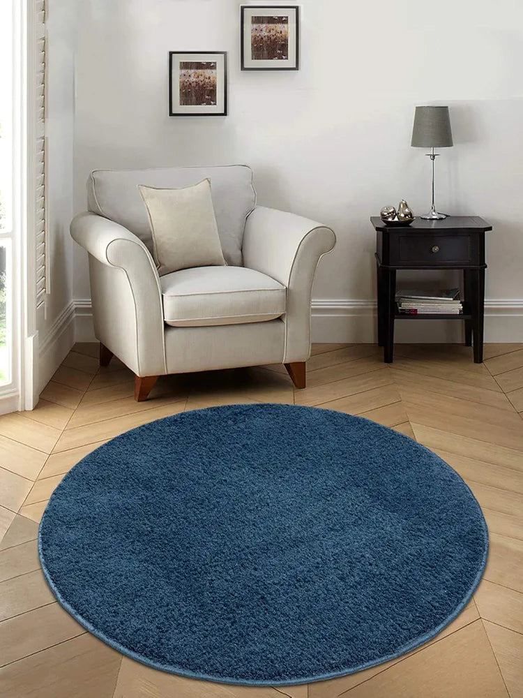 Saral Home Neo Shaggy Yarn Anti-Skid Round Mats 
