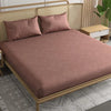 Trance Home Linen 100% Egyptian Cotton 300TC Long Staple Queen Size Jacquard Weave Fitted Bedsheet with 2 Pillow Covers Colour Dusty Rose