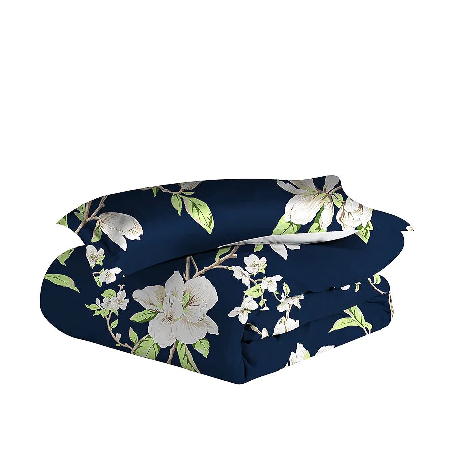 Divine Casa Microfiber Reversible Single Bed AC Duvet Cover Set with 1 Pillow Cover | Soft & Cozy for Quilt/Comforter/Blanket - Green & Navy Blue