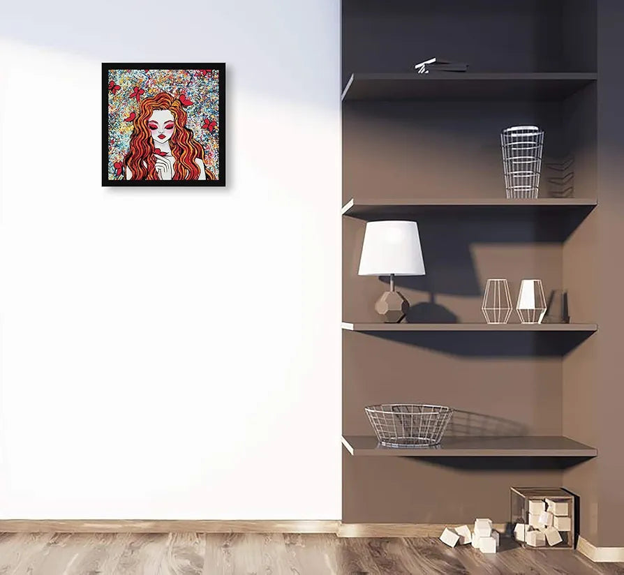 ArtX Paper Girl Wall Art Painting, Multicolor, Abstract, 13X13 in, Set of 1