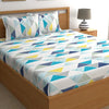 Dreamscape Cotton Double Bedsheet with 2 Pillow Covers Floral Teal Blue