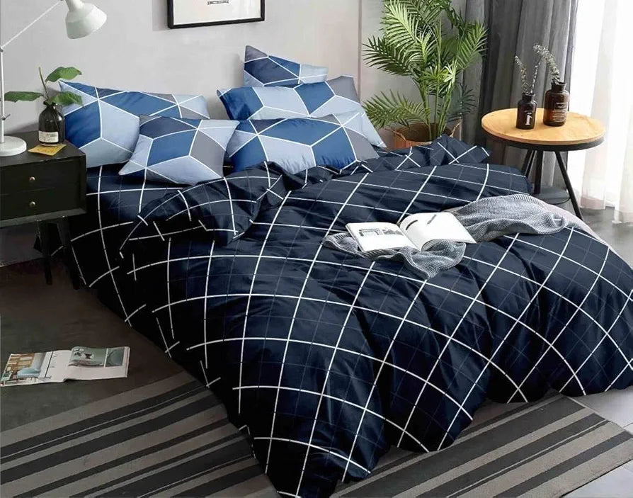 THE HOME STYLE Cotton Feel Glace Cotton Printed Double Bed Bedsheet With 2 Pillow Cover 300 TC_90X100 Inches 