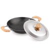 Bergner Bellini Plus Aura 5-layer Non-stick 20 Cm Appachetty With Stainless Steel Lid, Wooden Finish Soft Touch Handle