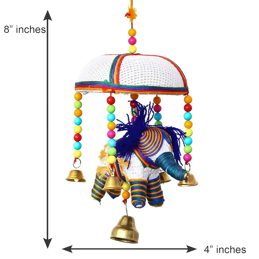eCraftIndia Handcrafted Decorative Elephant Wall/Door/Window Hanging Bells