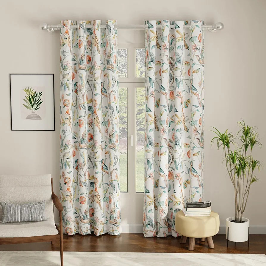 Urban Space Blackout Curtains 7 Feet Long Set of 2 for Door, Digital Printed Curtains with Eyelets, 80-85% Room Darkening Curtains for Living Room, Tieback Included 