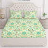 Layers Classic Cotton Bedsheet Set for All Seasons Lightweight 104 TC Queen Size Green, Ethnic Pattern